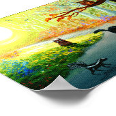 キャッおもしろいお洒落クフクロウスカンクアライグマ森 ポスター (角)