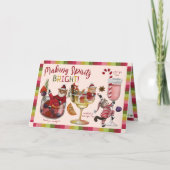 キャッおもしろいカラフルトカクテルクリスマスホリデーカード シーズンカード (正面)