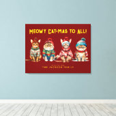 キャッおもしろいクメリー・レッド・クリスマス・ディコール キャンバスプリント (インサイチュ (ウッドフロア))