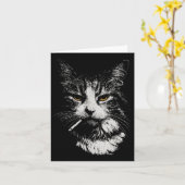 キャッおもしろいクールト喫煙おもしろいミームシガレットキャットGa カード (黄色い花)