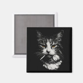 キャッおもしろいクールト喫煙おもしろいミームシガレットキャットGa マグネット (正面/裏面)