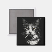 キャッおもしろいクールト喫煙おもしろいミームシガレットキャットGa マグネット (正面/裏面)