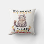 キャッおもしろいク熱狂するレディことわざ クッション (裏面)