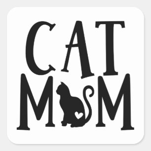 キャッおもしろいク熱狂するレディ子猫ママキッテン猫ちゃん スクエアシール