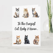 キャッおもしろいク熱狂するレディ誕生日カード カード (正面)