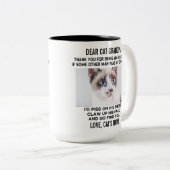 キャッおもしろいク親愛おじいちゃん |カスタム猫の写真と名前 ツートーンマグカップ (正面右)