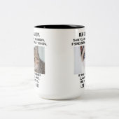 キャッおもしろいク親愛おじいちゃん |カスタム猫の写真と名前 ツートーンマグカップ (中央)