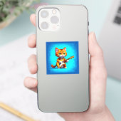 キャッおもしろいク遊ギター シール (スマートフォン)