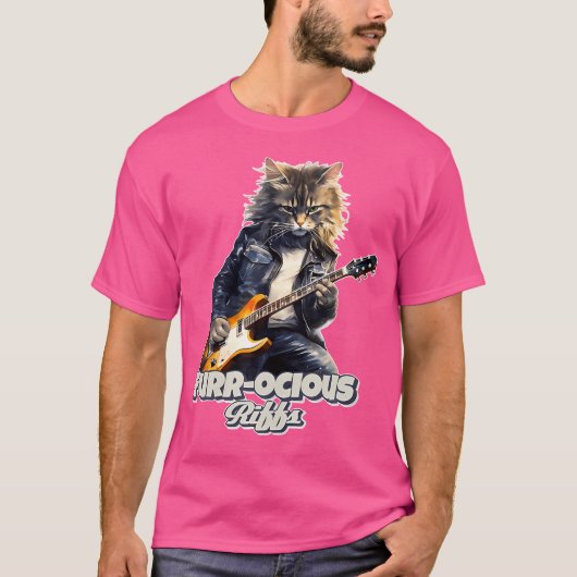 キャッおもしろいク遊ギター Tシャツ (正面)