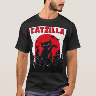 キャッおもしろいジラ猫シャツおもしろい、猫Tシャツ、猫 Tシャツ