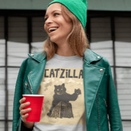 キャッおもしろいジラ猫Tシャツ Tシャツ