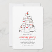 キャッおもしろいツクリスマスツリーホリデーパーティ招待状 招待状 (正面)