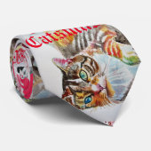 キャッおもしろいツメリーマス猫クリスマスメンズタイ ネクタイ (ロール)