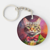 キャッおもしろいトかわいい子猫アートポートレート キーホルダー (正面)