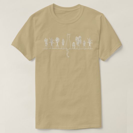 キャッおもしろいトと植物レディーサボテンの多肉植物P Tシャツ (デザイン正面)
