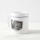 キャッおもしろいトに座るノートPC誕生日コーヒーマグ コーヒーマグカップ (正面左)