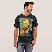 キャッおもしろいトアート絵画の猫好きスターリーナイトキャット Tシャツ (正面フル)