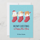 キャッおもしろいトウィンターホリデームワイクリスマス シーズンカード (正面)