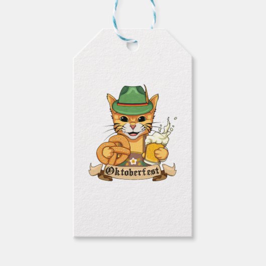 キャッおもしろいトオクトーバーフェストプレッツェルTシャツ ギフトタグ (正面)