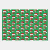 キャッおもしろいトカスタム顔フォトサンタハットクリスマス ラッピングペーパーシート (正面2)