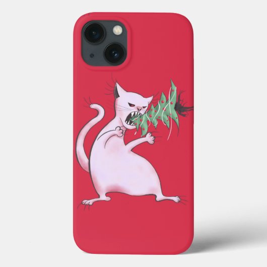 キャッおもしろいトクリスマスツリーイーターホリデー Case-Mate iPhoneケース (裏面)
