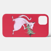 キャッおもしろいトクリスマスツリーイーターホリデー Case-Mate iPhoneケース (裏面 (横))