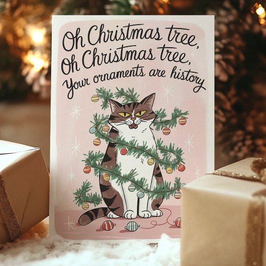 キャッおもしろいトクリスマスツリーオーナメントホリデーカード シーズンカード