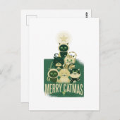 キャッおもしろいトクリスマスツリーメリーのCatmasグラフィック ポストカード (正面/裏面)