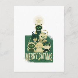 キャッおもしろいトクリスマスツリーメリーのCatmasグラフィック ポストカード