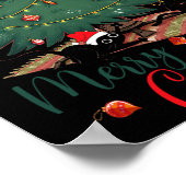 キャッおもしろいトクリスマスツリーメリーカタメディ猫好きK ポスター (角)