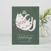 キャッおもしろいトクリスマスライトメリーハッピーホリデー シーズンカード (スタンド正面)