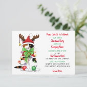 キャッおもしろいトクリスマス企業のパーティー 招待状 (スタンド正面)