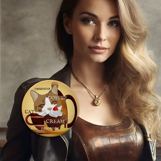 キャッおもしろいトコーヒークリームカップケーキボタン 缶バッジ