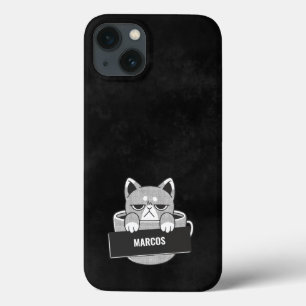 キャッおもしろいトコーヒーデザイン名前をカスタムするケースメイトiPho iPhone 13ケース