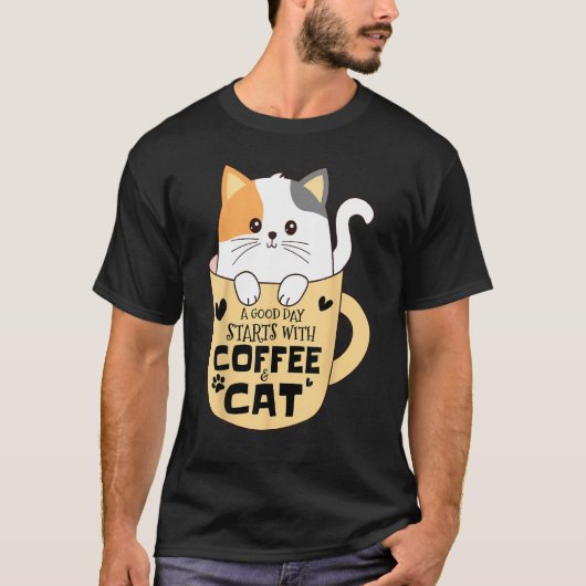 キャッおもしろいトコーヒーマグ猫ママ猫パパ猫好き株式会社 Tシャツ (正面)
