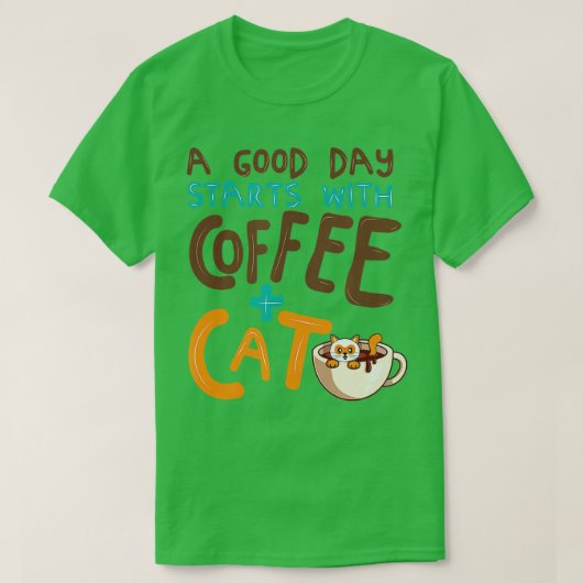キャッおもしろいトコーヒーマグ猫好きかわいいコーヒーキャットマム Tシャツ (デザイン正面)