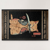 キャッおもしろいトサムライに殺される ジグソーパズル (横)