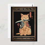 キャッおもしろいトサムライに殺される ポストカード (正面/裏面)