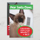 キャッおもしろいトサンタクローズホリデーグリーティングカード シーズンカード (正面/裏面)