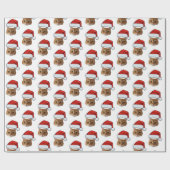 キャッおもしろいトサンタハット | カスタム顔写真クリスマス ラッピングペーパー (フラット)