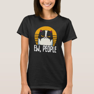 キャッおもしろいトシャツレトロEw people Meowy Kitty Cats L Tシャツ