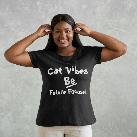 キャッおもしろいトシンプル引用文パーソナライズされたブラック Tシャツ