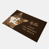 キャッおもしろいトスケッチブラウンベージュ ドアマット (アングル)