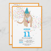 キャッおもしろいトテーマ誕生会 招待状 (正面/裏面)