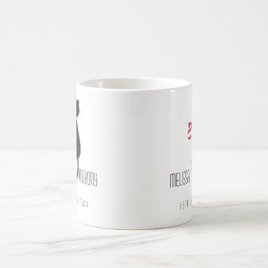 キャッおもしろいトテールズカップルモノグラムズ結婚婚約 コーヒーマグカップ (中央)