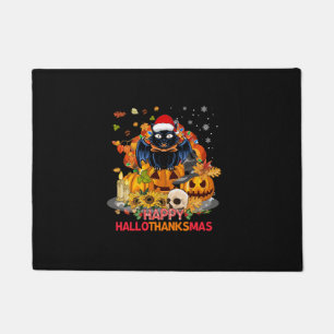 キャッおもしろいトハッピーハロサンクスマスハロウィンサンクスギフ ドアマット