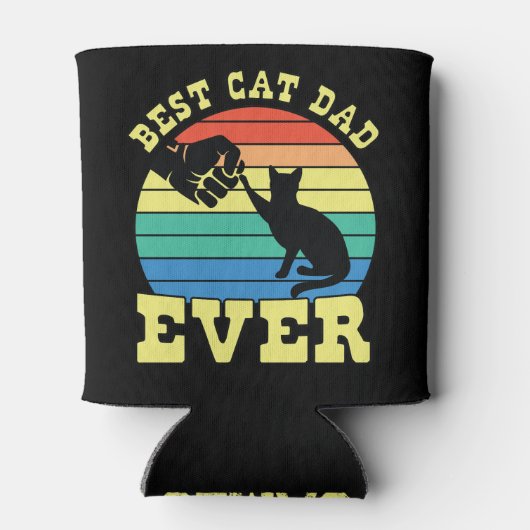 キャッおもしろいトパパ父名前をカスタムするギフトブラック 缶クーラー (裏面)