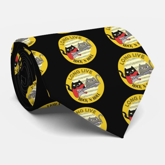 キャッおもしろいトパンクロック音楽ラブエレクトリックギタークール ネクタイ (ロール)