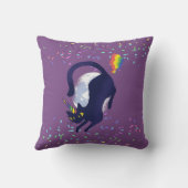 キャッおもしろいトファーレインボウズワナベユニコーン女の子 クッション (裏面)