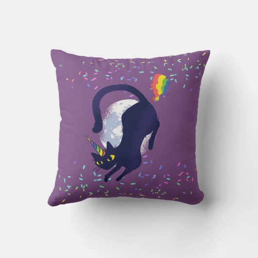 キャッおもしろいトファーレインボウズワナベユニコーン女の子 クッション (裏面)